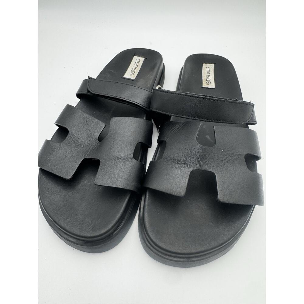 Steve Madden Women’s Size 11 Black Flat Slide Sandals Open Toe - Picture 3 of 4